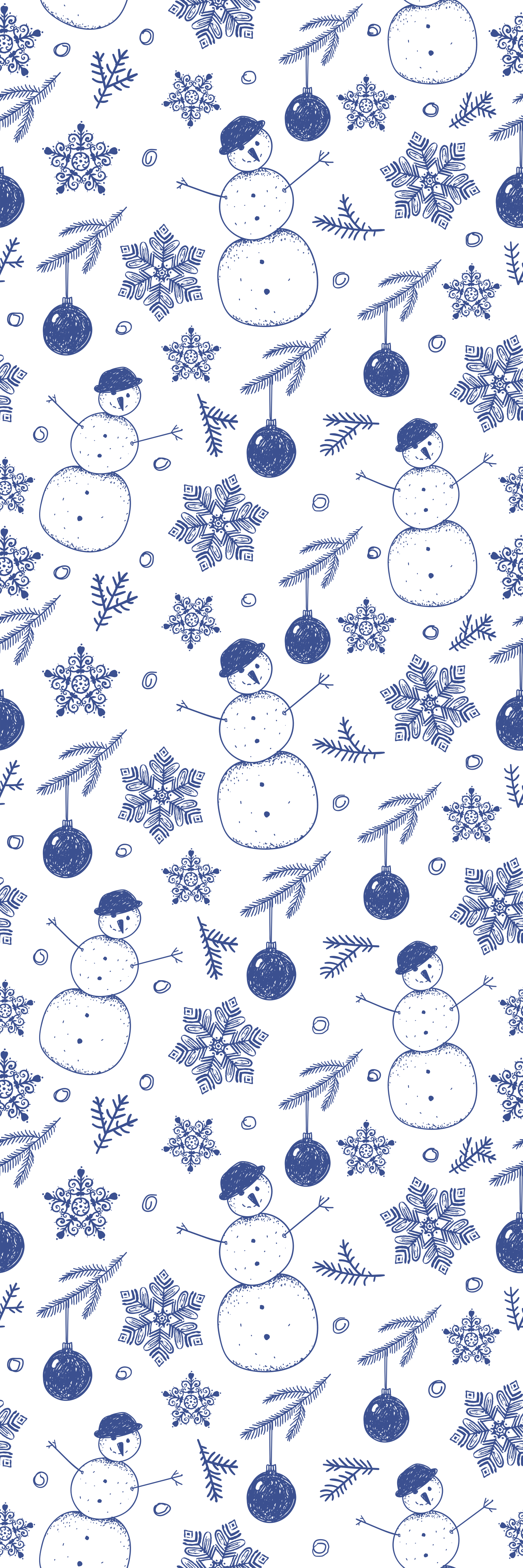 クリスマスの壁画手描きの青い冬のパターン - TENSTICKERS