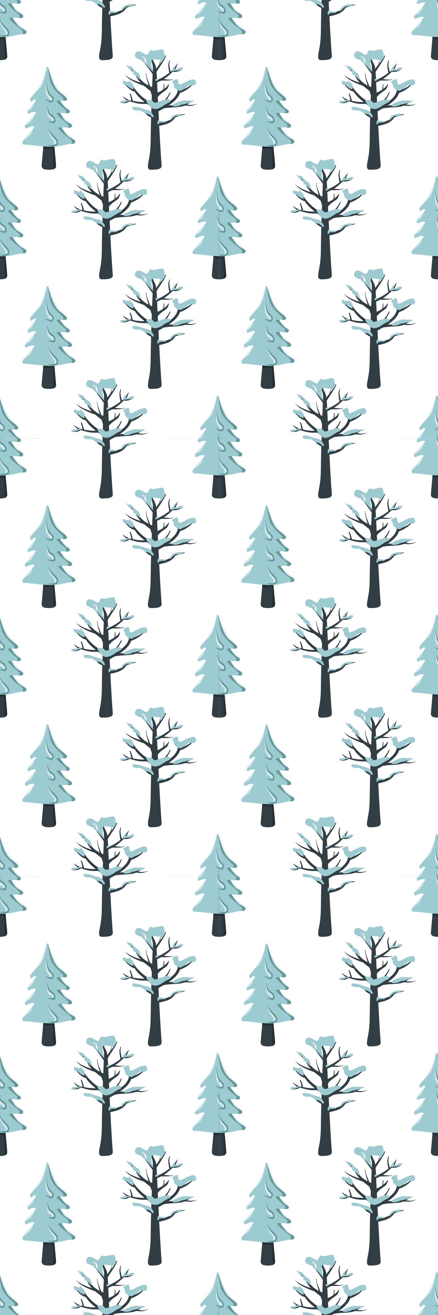 クリスマスの壁画雪の中の木の模様 - TENSTICKERS