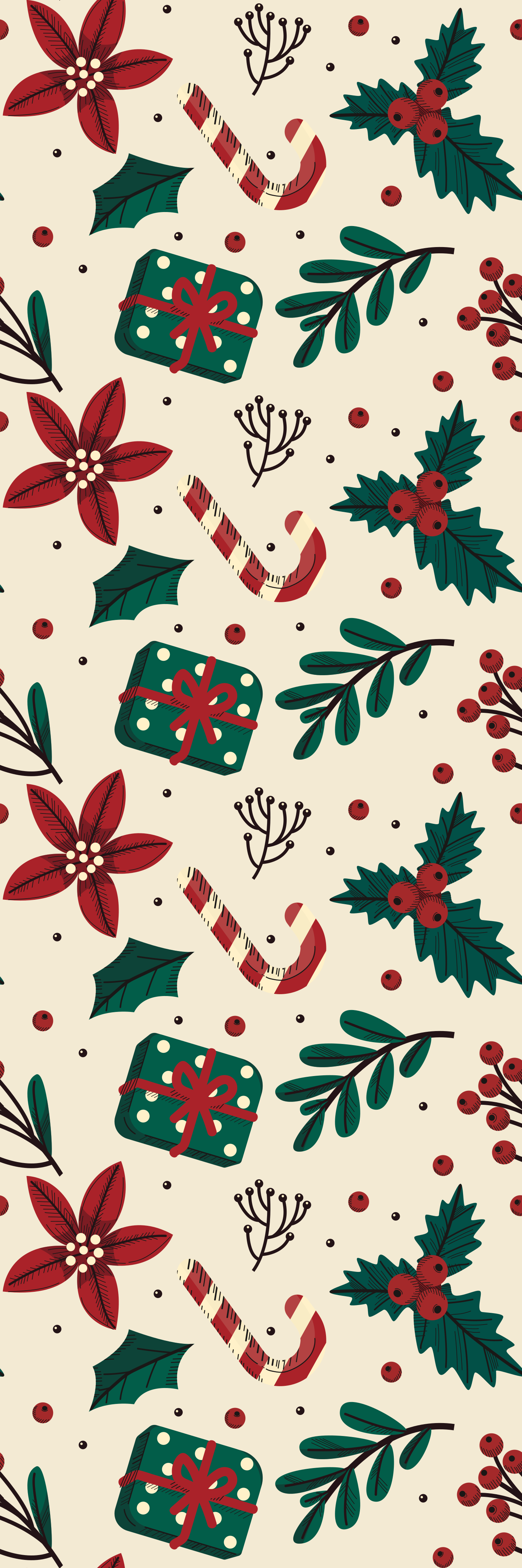 クリスマスの壁画緑と赤のヴィンテージクリスマスパターン - TENSTICKERS