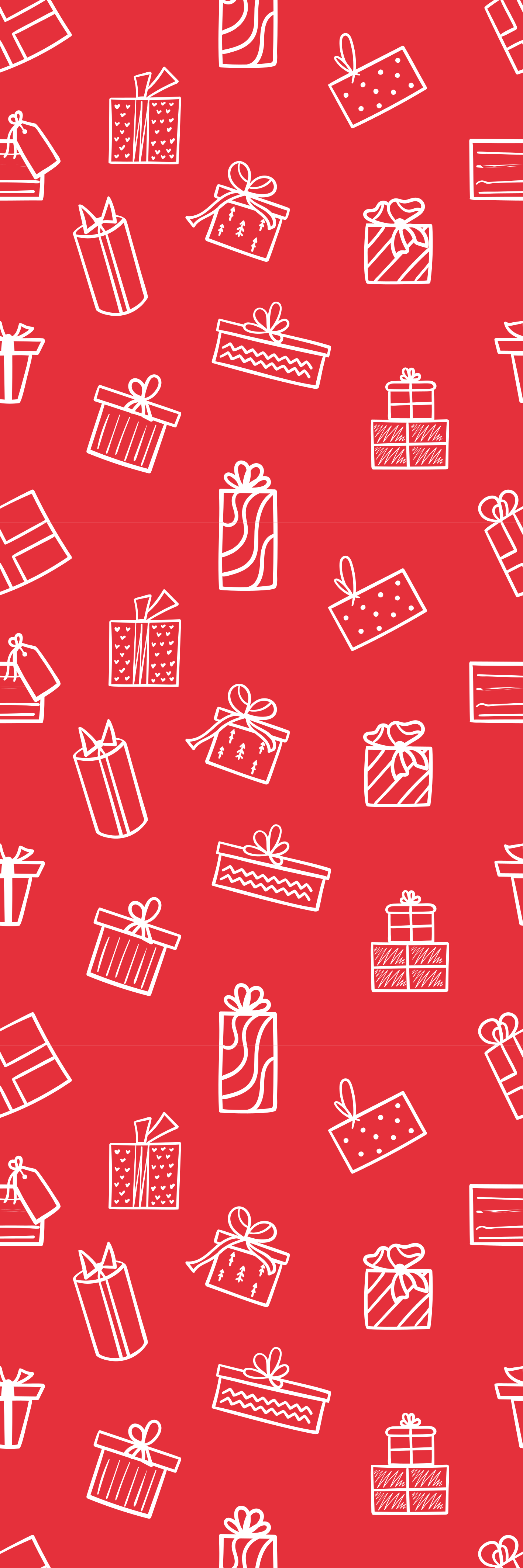 クリスマスの壁画赤い背景に白いギフトパターン - TENSTICKERS