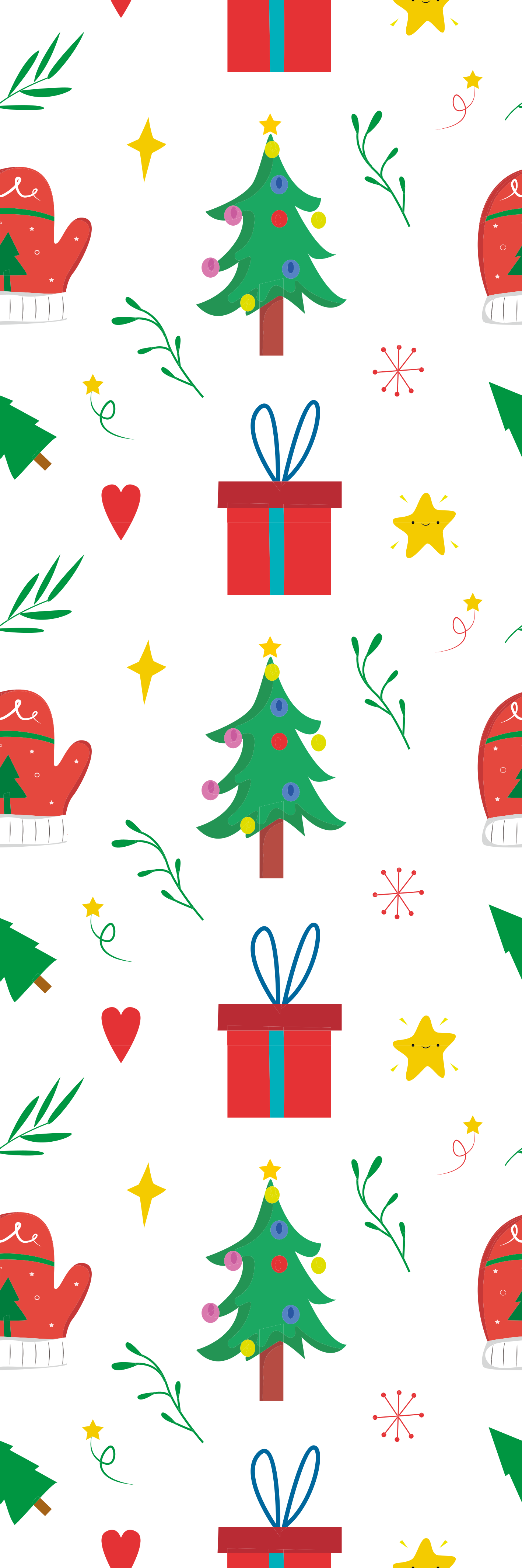 クリスマスの壁画 色とりどりのプレゼントと手袋 - TENSTICKERS