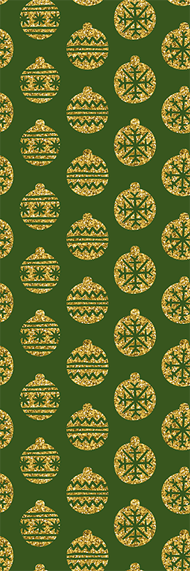クリスマスの壁画 緑の背景に浮かぶ黄金の魅力 - TENSTICKERS