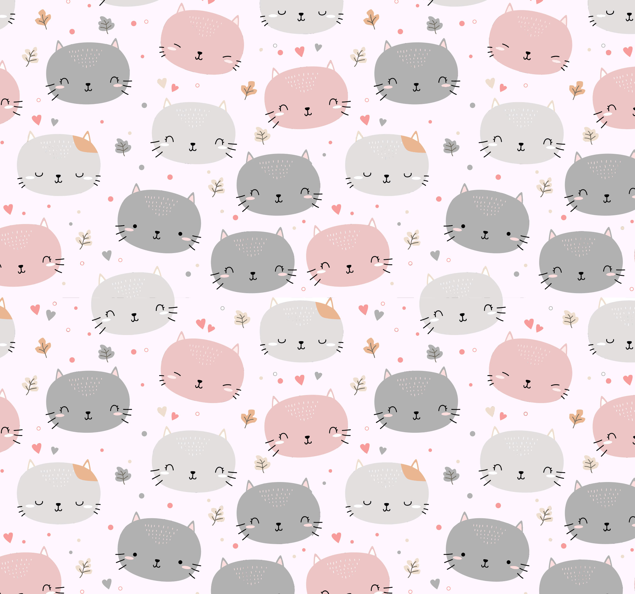 寝室 ビニールマット 可愛いグレーとピンクの子猫 - TENSTICKERS