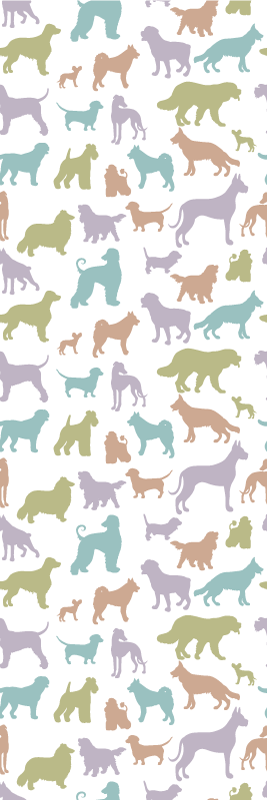 寝室 ビニールマット パステルカラーの犬のシルエット - TENSTICKERS
