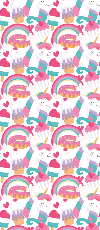 寝室 ビニールマット 虹のユニコーン - TENSTICKERS