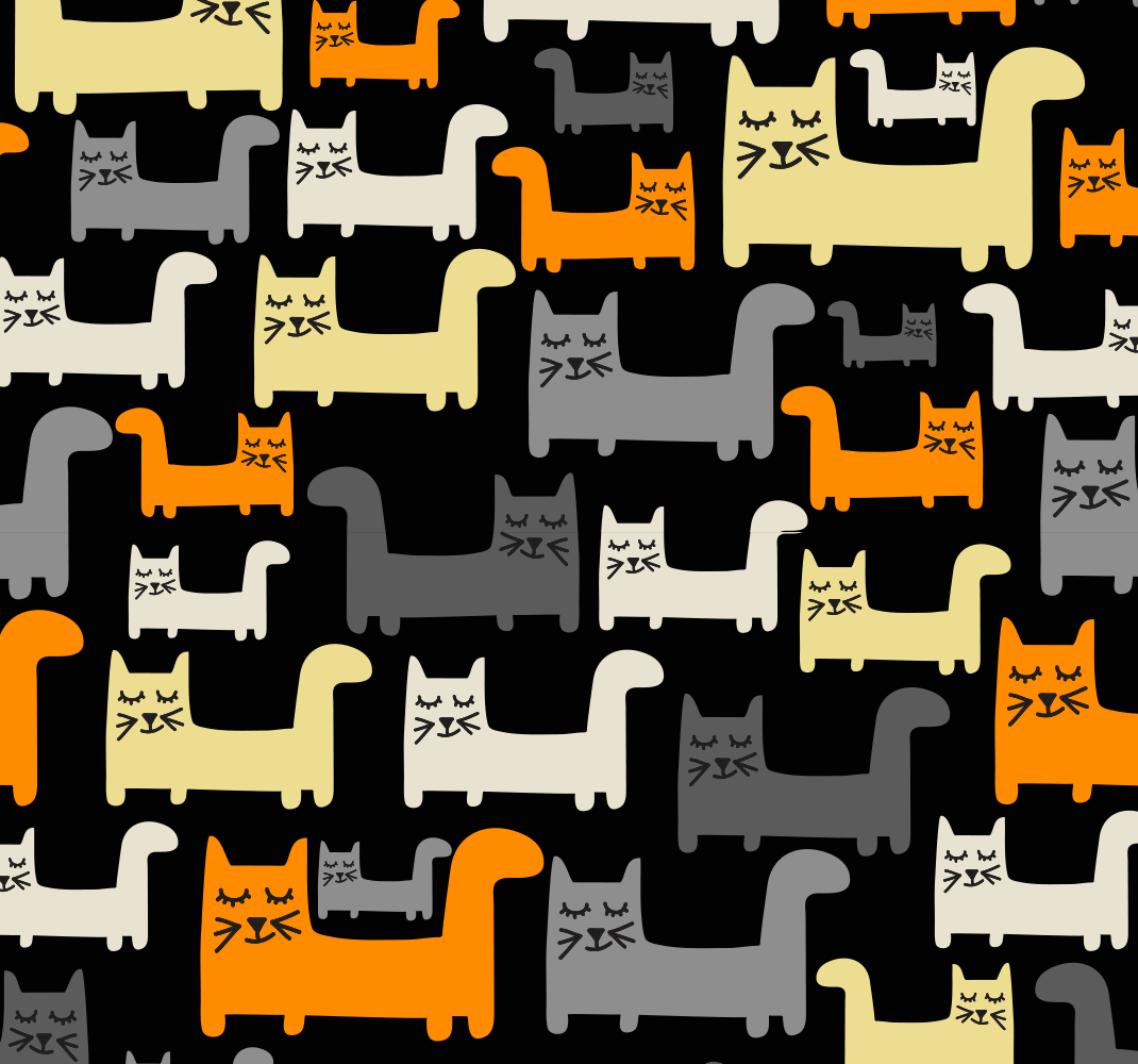 寝室 ビニールマット カラフルな幾何学模様の猫 - TENSTICKERS