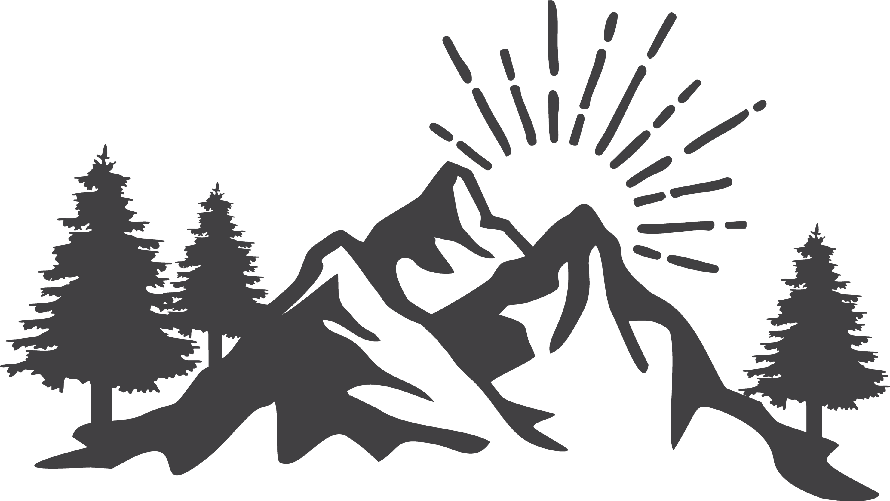 フォトミュラルネイチャー太陽の山のシルエット - TENSTICKERS