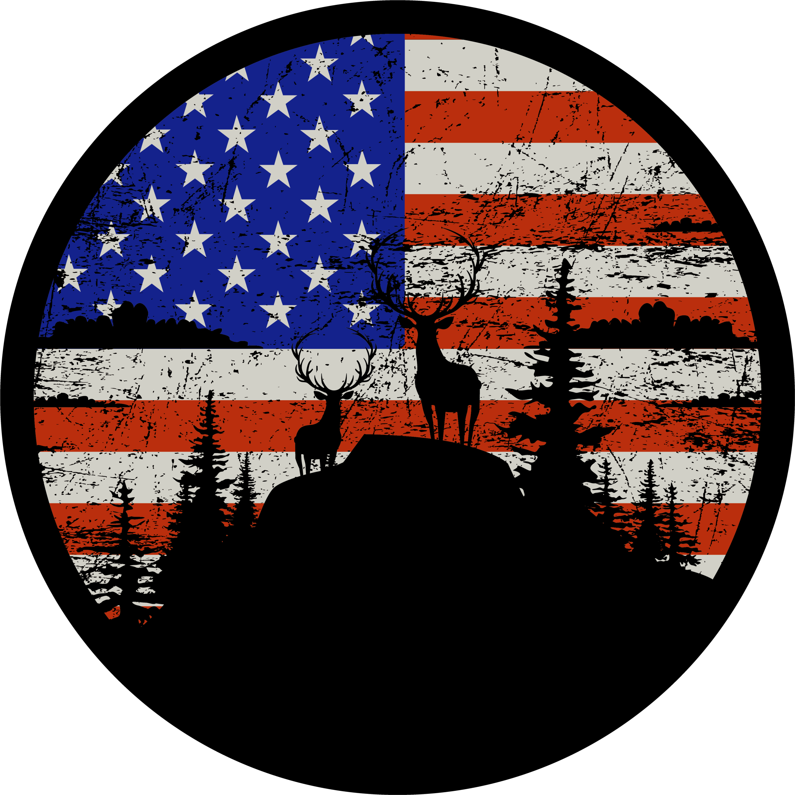 フォトミュラルネイチャーアメリカ国旗の山のシルエット - TENSTICKERS