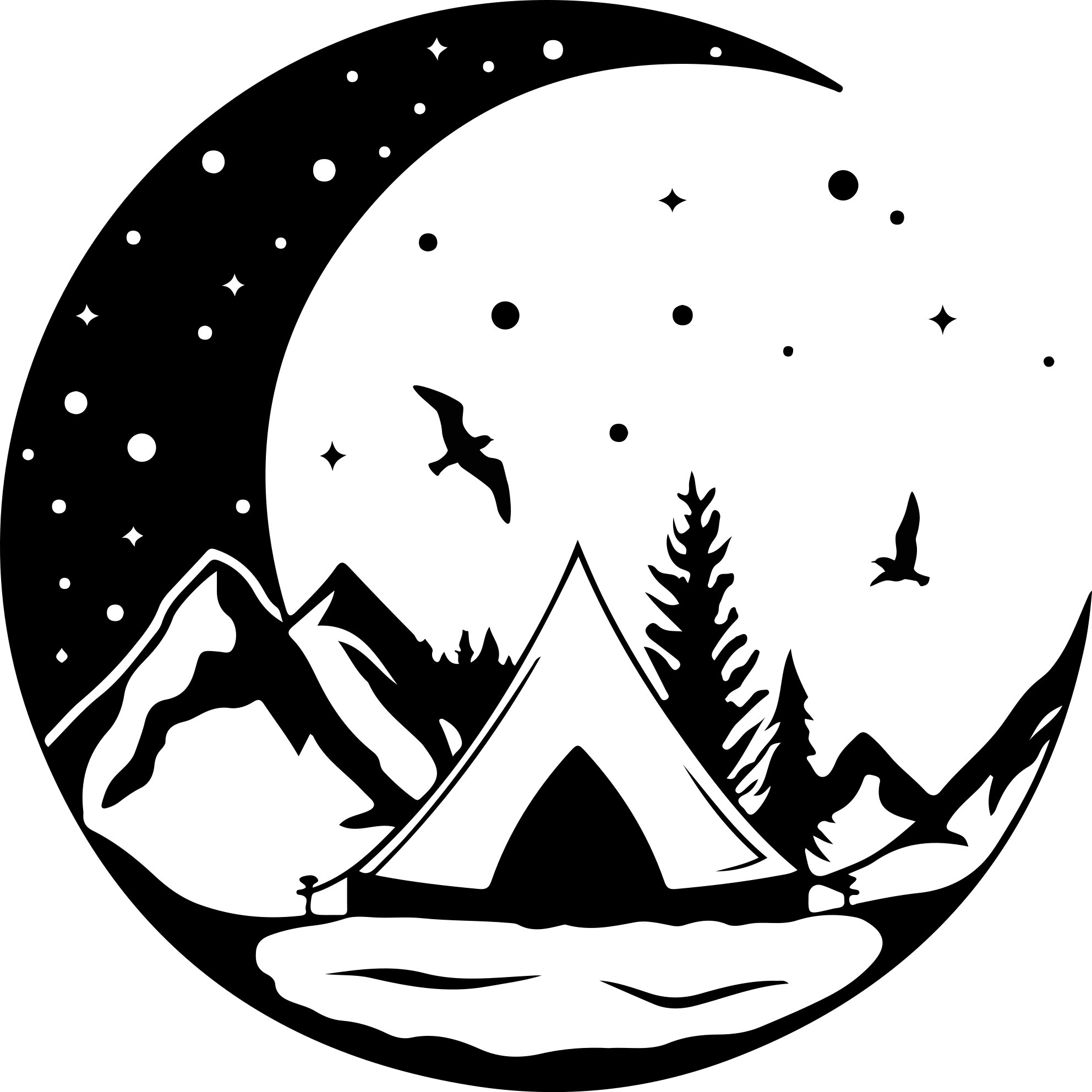 フォトミュラルネイチャー山と月の夜 - TENSTICKERS