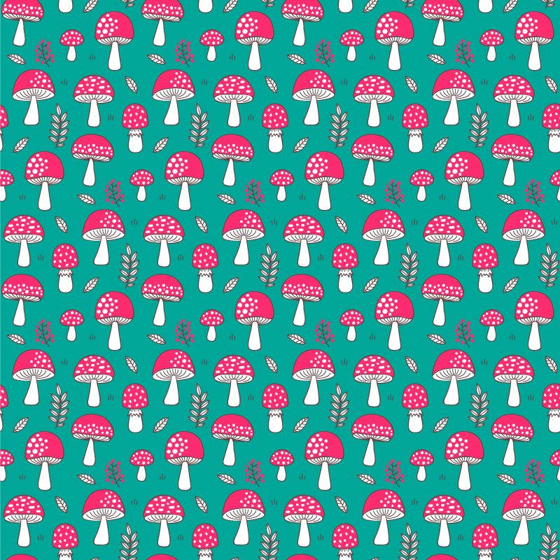 フォトミュラルネイチャー 青い背景のクラシックなキノコ - TENSTICKERS