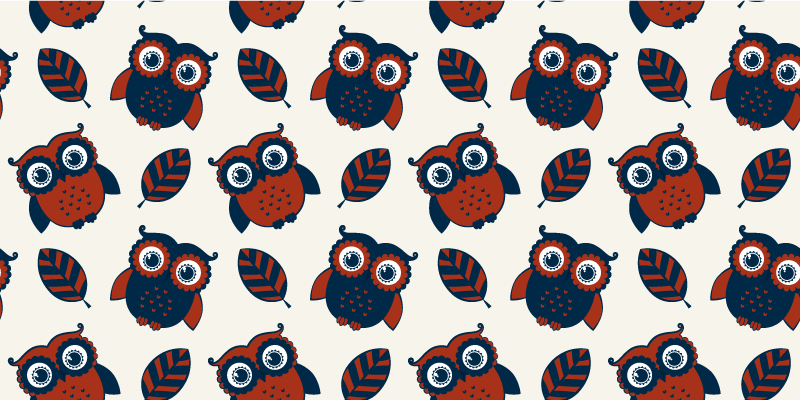 フォトミュラルネイチャー青と赤のフクロウ柄 - TENSTICKERS