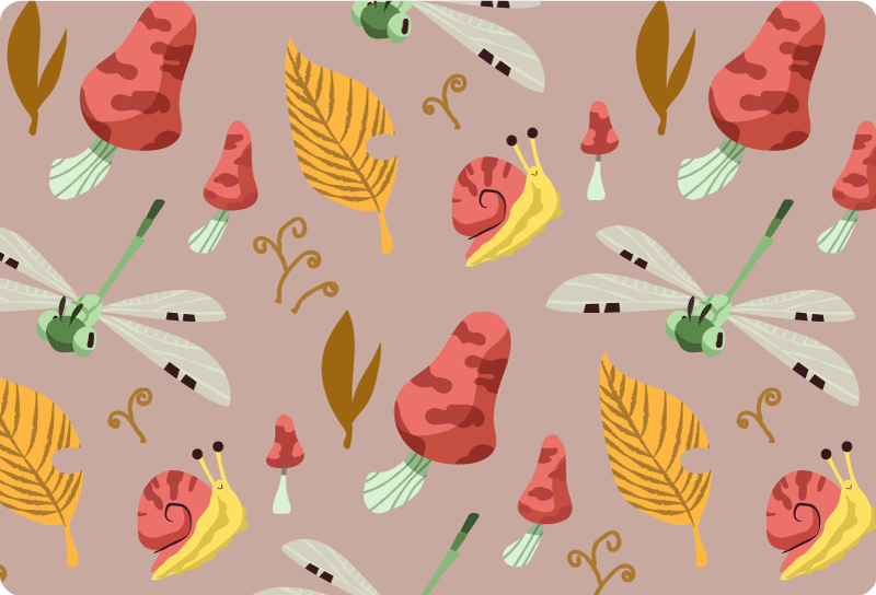 フォトミュラルネイチャー秋の動植物パターン - TENSTICKERS
