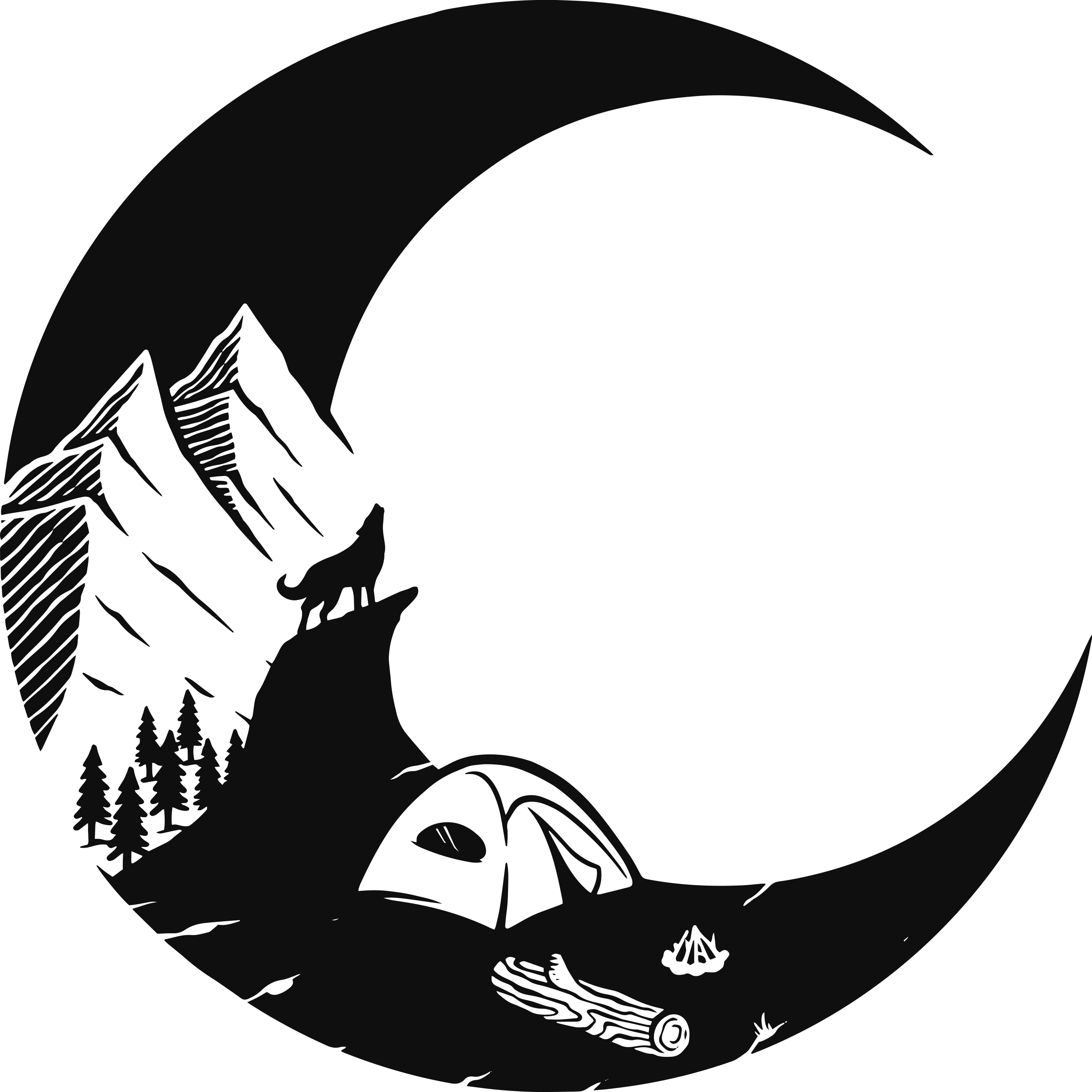 フォトミュラルネイチャー山のキャンプシーン - TENSTICKERS