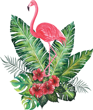 花と植物の壁画大きなトロピカルフラミンゴ - TENSTICKERS