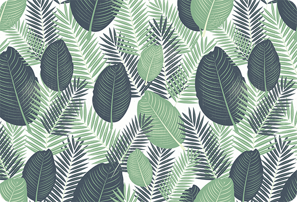 花と植物の壁画ジャングルの緑の植物 - TENSTICKERS