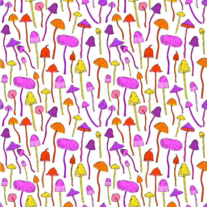 花と植物の壁画幻覚キノコ模様 - TENSTICKERS