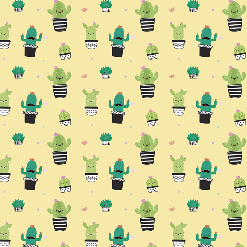 花と植物の壁画サボテンのデザインパターン - TENSTICKERS