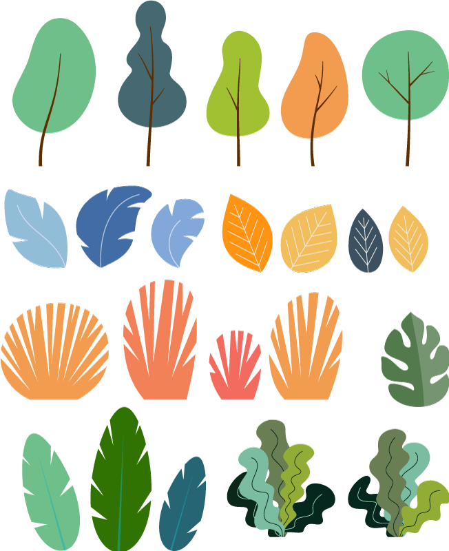 花と植物の壁画トロピカルプランツリーフパック - TENSTICKERS