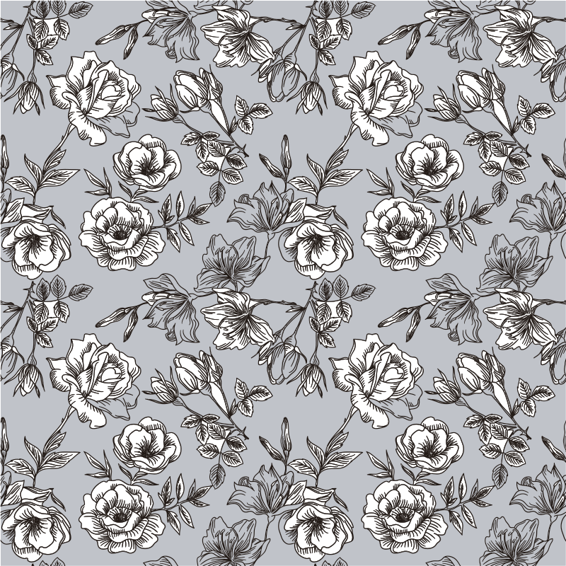 花と植物の壁画透ける花々 - TENSTICKERS