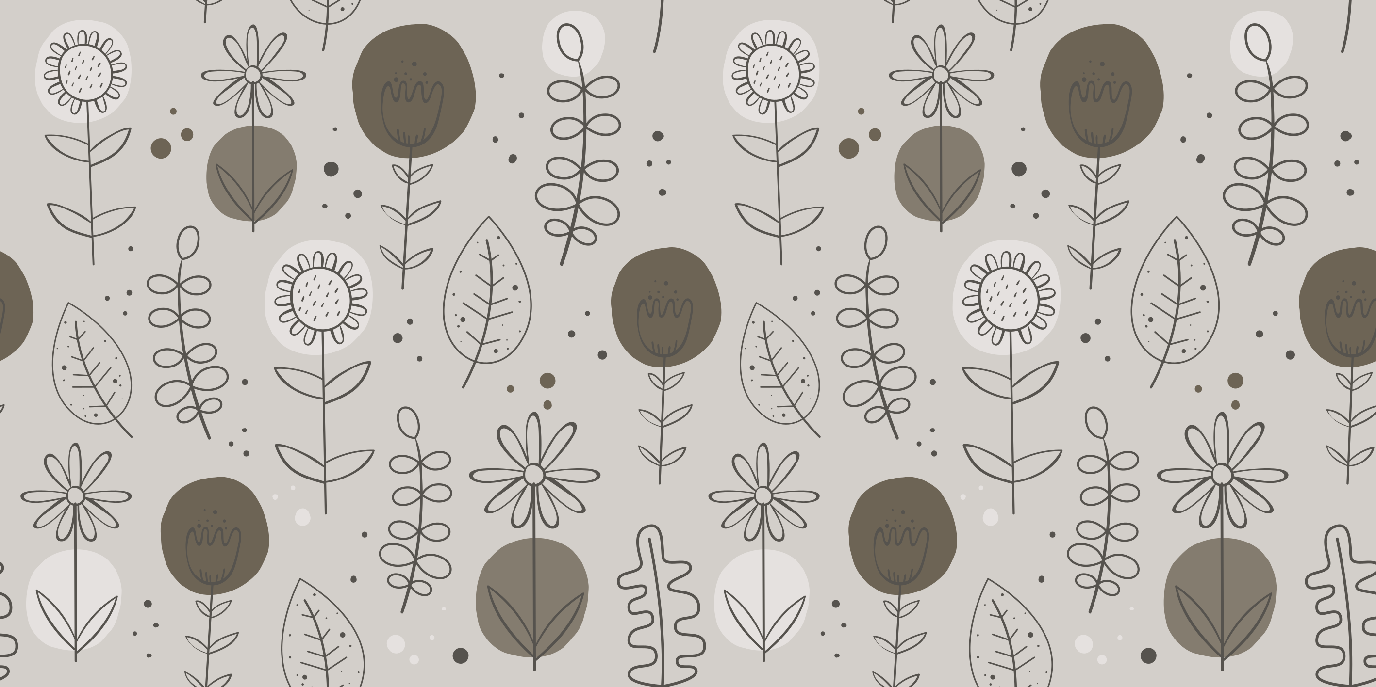 花と植物の壁画地面の自然な色のパターン - TENSTICKERS
