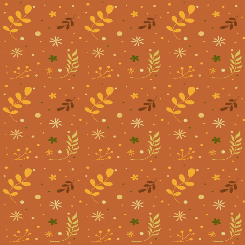 花と植物の壁画オレンジ色の葉のデザイン - TENSTICKERS