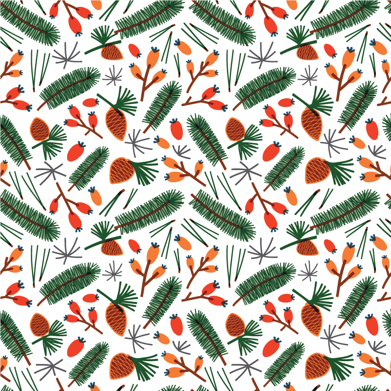 花と植物の壁画秋の植物の葉のパターン - TENSTICKERS