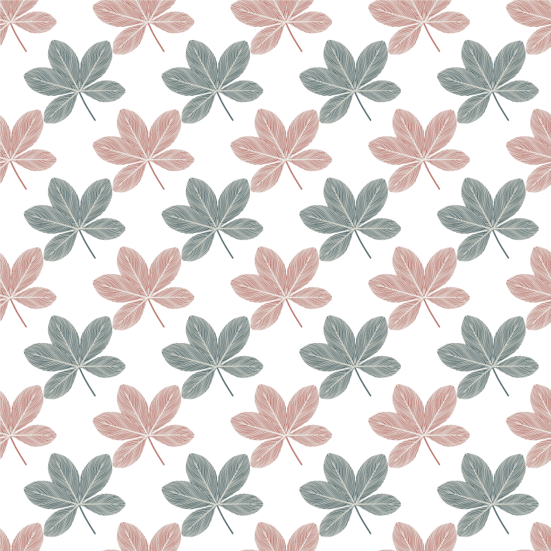花と植物の壁画ピンクとブルーの葉のアクリルデザイン - TENSTICKERS