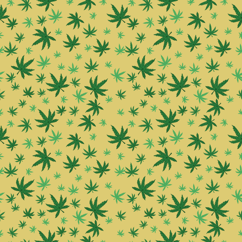 花と植物の壁画シームレスカンナビスパターン - TENSTICKERS