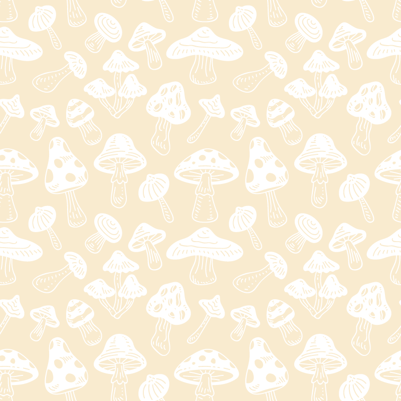 花と植物の壁画ベージュのキノコデザイン - TENSTICKERS