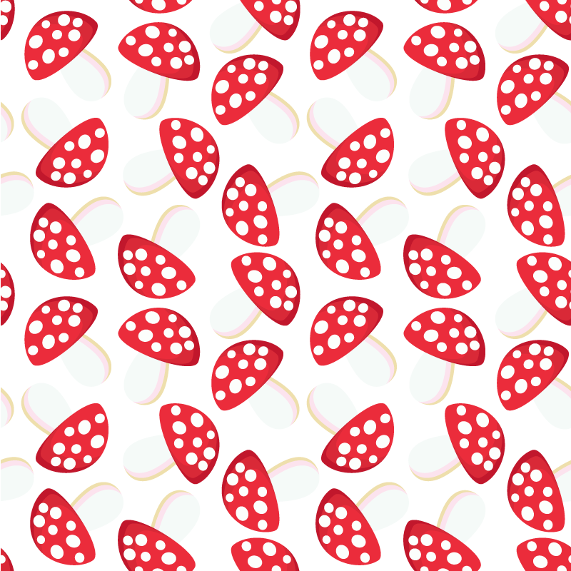 花と植物の壁画クラシックなきのこ白背景 - TENSTICKERS