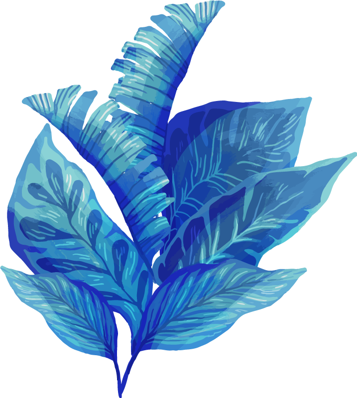 花と植物の壁画青い葉のアレンジメント - TENSTICKERS