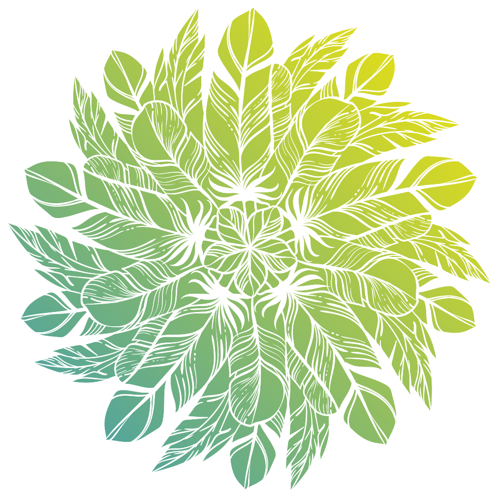花と植物の壁画葉っぱの円形模様 - TENSTICKERS