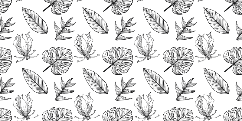 花と植物の壁画葉っぱの植物模様 - TENSTICKERS