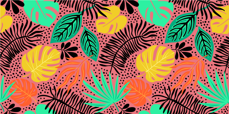 花と植物の壁画活き活きとした葉の要素 - TENSTICKERS