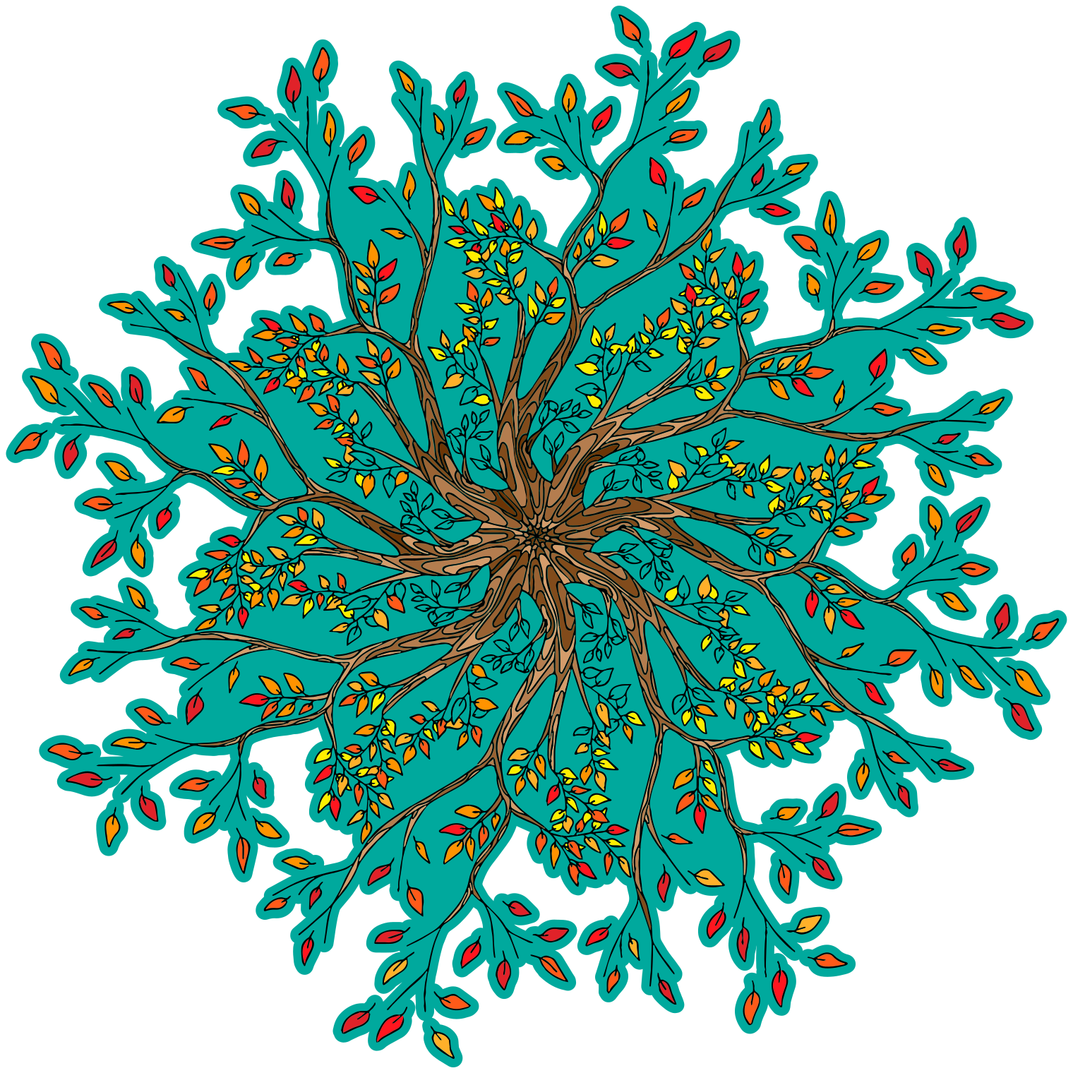 花と植物の壁画鮮やかな木のコンセプト - TENSTICKERS