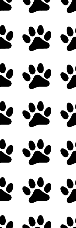 寝室 ビニールマット 白地に黒の犬の足跡 - TENSTICKERS