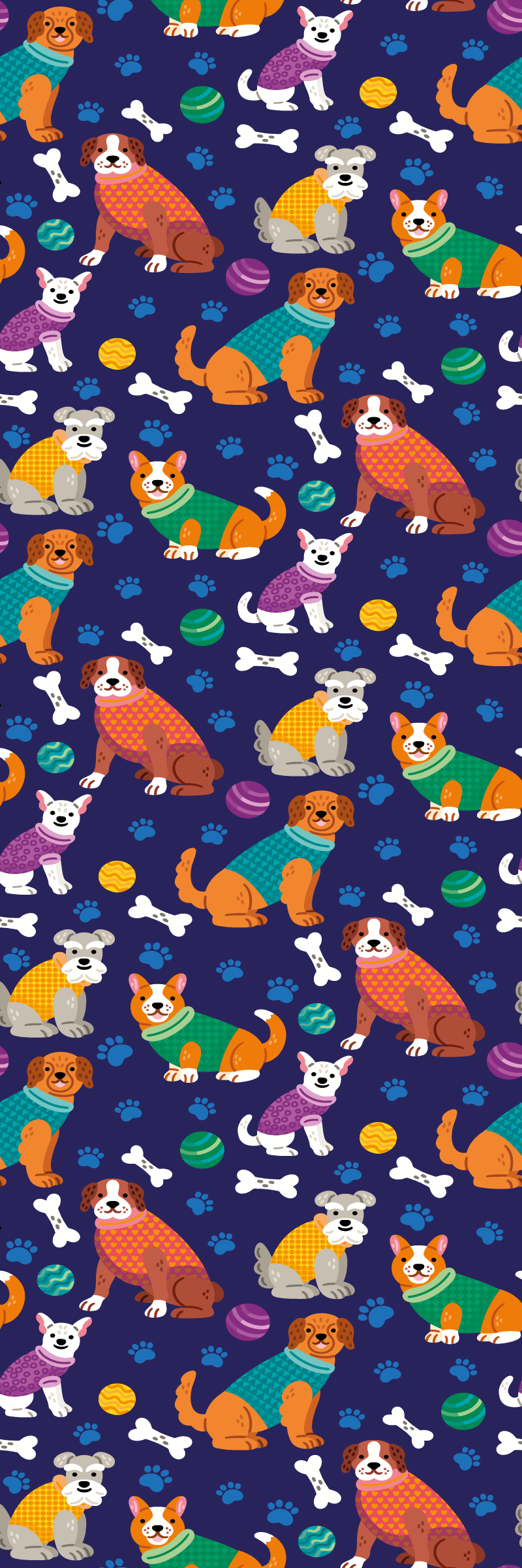 寝室 ビニールマット カラフルな犬の模様 - TENSTICKERS