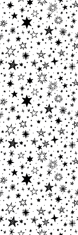 寝室 ビニールマット 白背景に黒い星柄 - TENSTICKERS