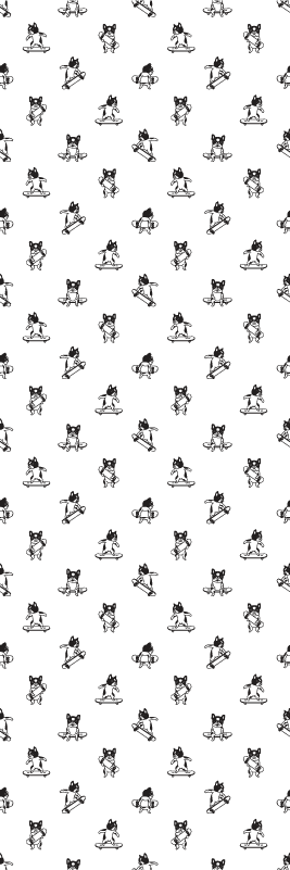 寝室 ビニールマット スケートボードに乗ったかわいい犬 - TENSTICKERS