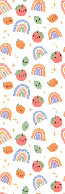 寝室 ビニールマット 可愛い赤ちゃんの顔付きフルーツ - TENSTICKERS