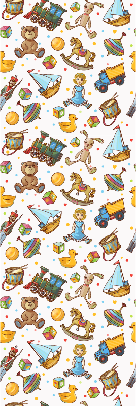 寝室 ビニールマット 可愛いデザインの木製おもちゃとテディベア - TENSTICKERS