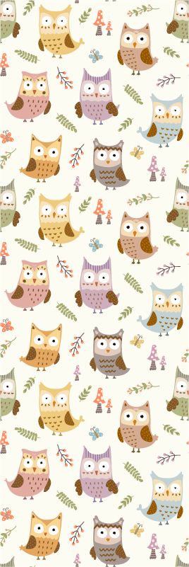 寝室 ビニールマット 職業を持つかわいいフクロウデザイン - TENSTICKERS