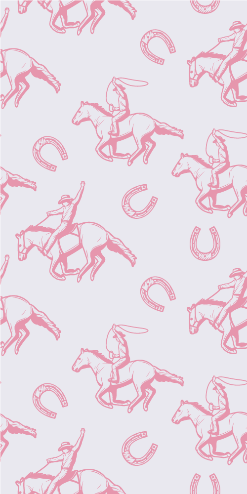 寝室 ビニールマット ピンクのカウボーイ馬柄 - TENSTICKERS