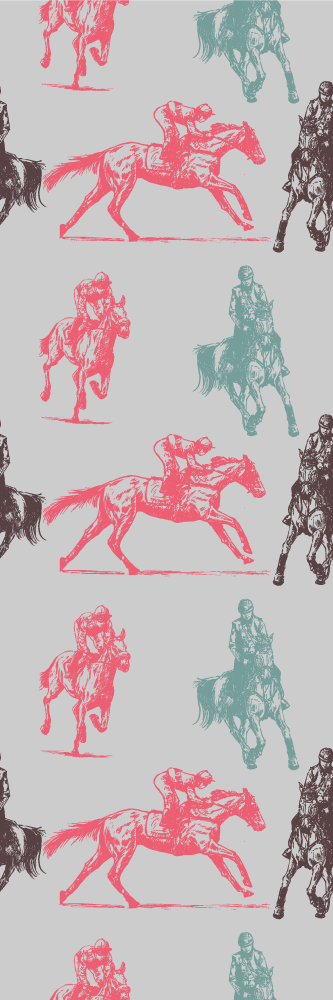 寝室 ビニールマット グレー背景の馬柄の異なる色 - TENSTICKERS