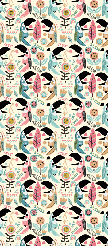 寝室 ビニールマット ブルーノルディックパステルリーフ - TENSTICKERS