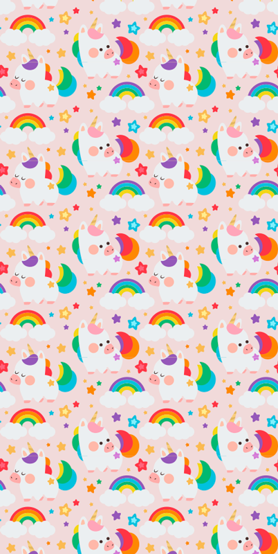 寝室 ビニールマット 手描きのカラフルな馬 - TENSTICKERS