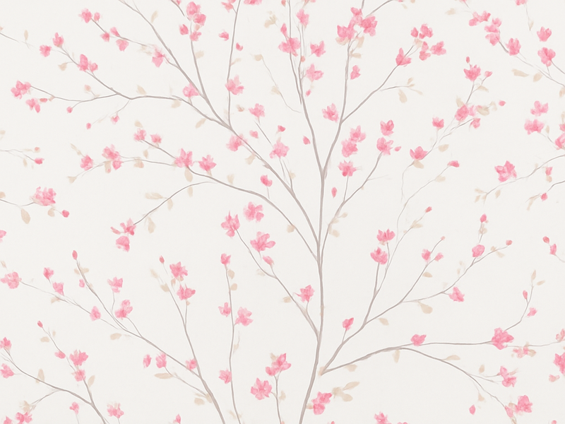 寝室 ビニールマット 小さなピンクの花の木 - TENSTICKERS