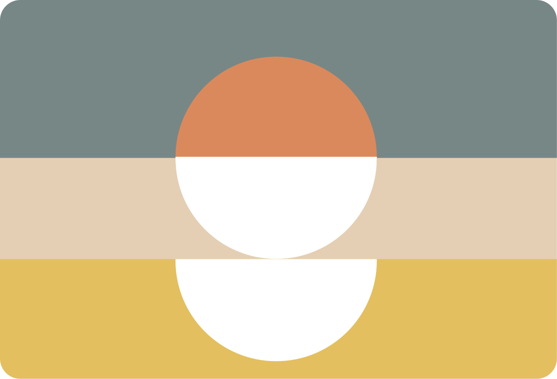 幾何学的なビニールマット3本ストライプと円形旗の抽象アート - TENSTICKERS