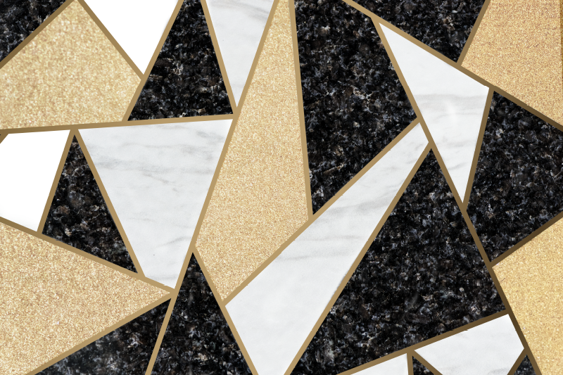 幾何学的な ビニールマット 大理石の黒と白のタイル - TENSTICKERS