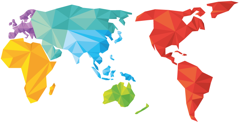 幾何学的なビニールマット 世界地図の幾何学的な色 - TENSTICKERS